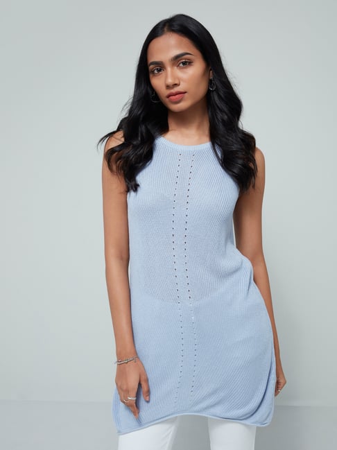 LOV by Westside Dusty Blue Knitted Dress Price in India