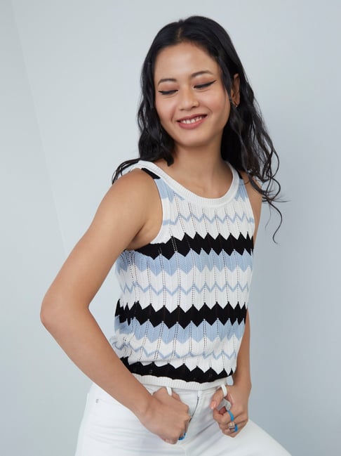 Nuon by Westside Multicolour Knitted Linton Top Price in India