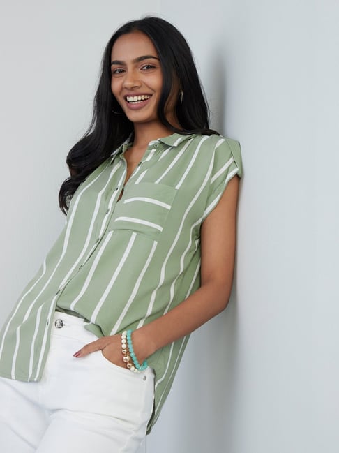 LOV by Westside Sage Striped Topaz Blouse Price in India