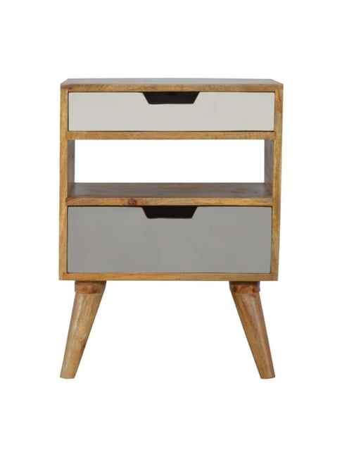 Artisan Furniture Textured Brown & Grey Cutout Bedside Table-Artisan Furniture-HomeFurnishing-TATA CLIQ