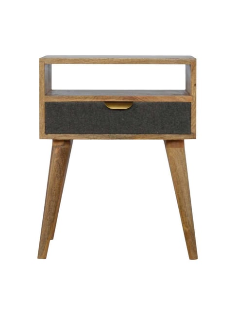 Artisan Furniture Textured Tweed Brown & Grey Bedside Table With Open Slot-Artisan Furniture-HomeFurnishing-TATA CLIQ