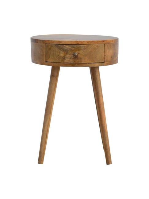 Artisan Furniture Textured Nordic Brown Circular-Shaped Bedside Table