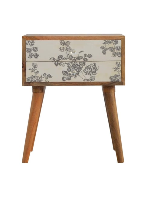 Artisan Furniture Floral Brown & Black Bedside Table-Artisan Furniture-HomeFurnishing-TATA CLIQ