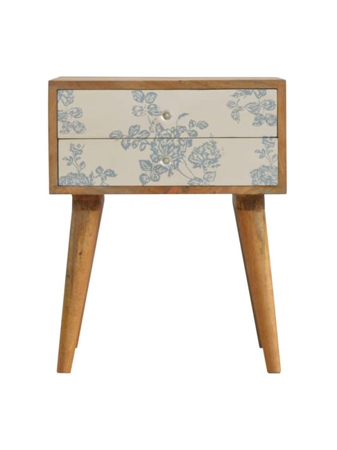 Artisan Furniture Floral Brown & Blue Bedside Table-Artisan Furniture-HomeFurnishing-TATA CLIQ