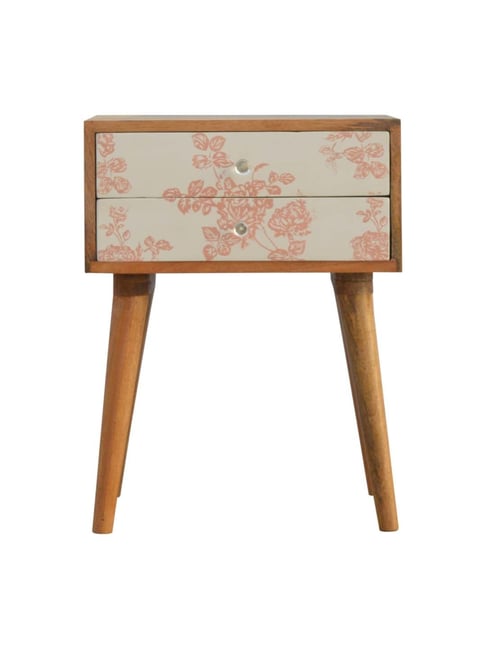 Artisan Furniture Floral Brown & Pink Bedside Table-Artisan Furniture-HomeFurnishing-TATA CLIQ