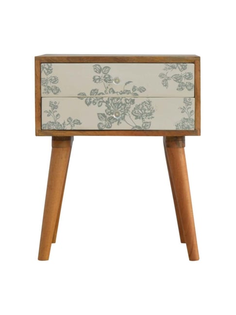 Artisan Furniture Floral Brown & Green Bedside Table-Artisan Furniture-HomeFurnishing-TATA CLIQ