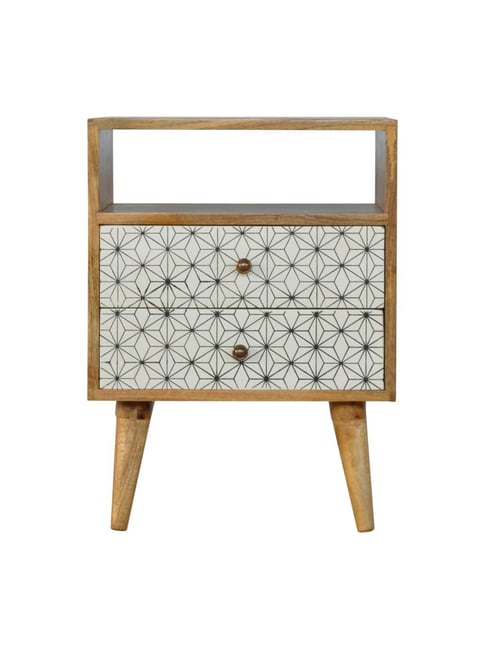 Artisan Furniture Geometric Brown & Grey Prima Bedside Table With Open Slot-Artisan Furniture-HomeFurnishing-TATA CLIQ