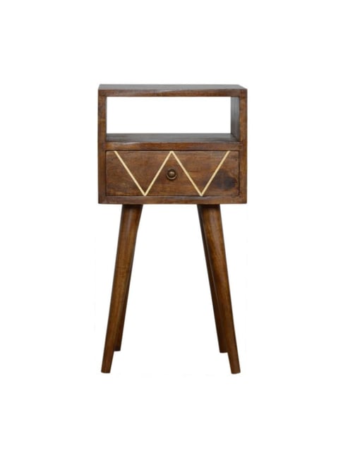 Artisan Furniture Geometric Brown Small Inlay Bedside Table