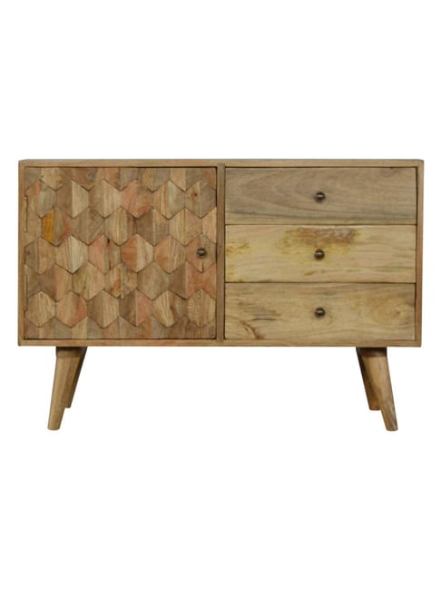 Artisan Furniture Brown Pineapple Carved Sideboard (Natural Oak-ish Finish)-Artisan Furniture-HomeFurnishing-TATA CLIQ