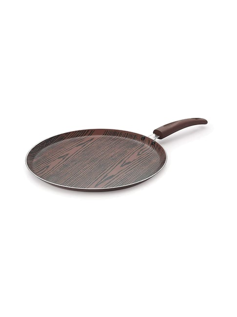 Nirlon Brown Aluminium Non-Stick Non Induction Woody Flat Tawa