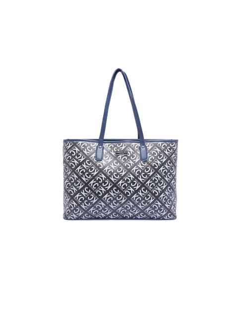Kenneth Cole Navy Blue Printed Large Tote Handbag Price in India