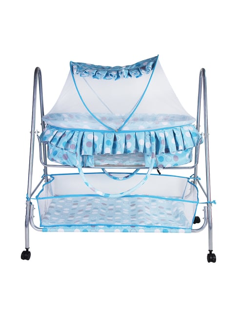 Kiddery Blue Value Baby Bassinet with Mosquito Protection Net (Age 0-8 Months)-Kiddery-HomeFurnishing-TATA CLIQ