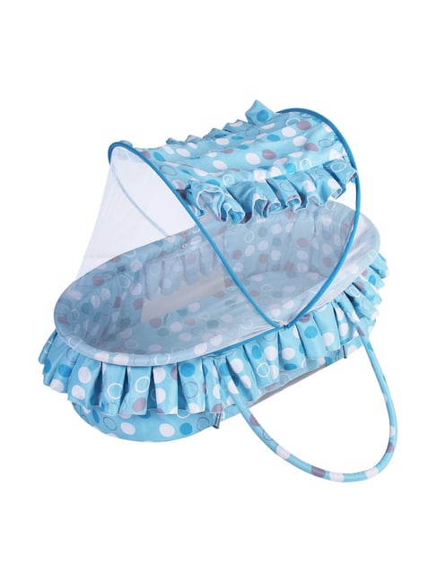 Kiddery Blue Value Baby Bassinet with Mosquito Protection Net (Age 0-8  Months)
