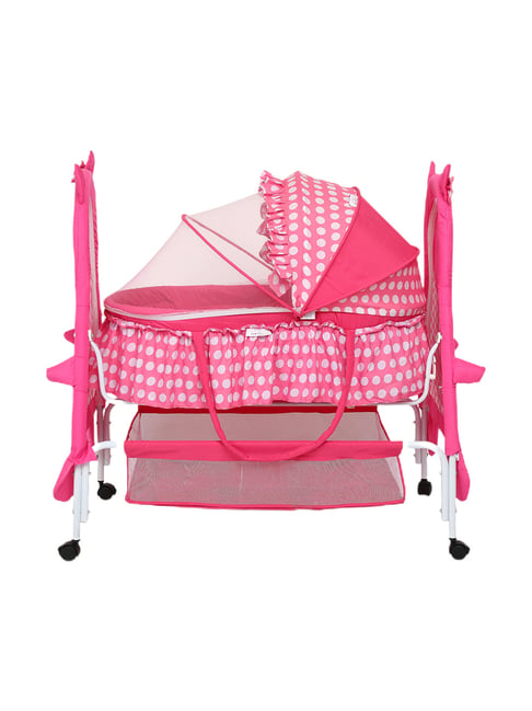 Kiddery Pink Baby Bassinet with Mosquito Protection Net (Age 0-8 Months)-Kiddery-HomeFurnishing-TATA CLIQ