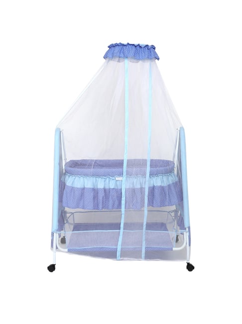 Kiddery Blue Baby Cradle with Mosquito Protection Net (Age 0-8 Months)-Kiddery-HomeFurnishing-TATA CLIQ