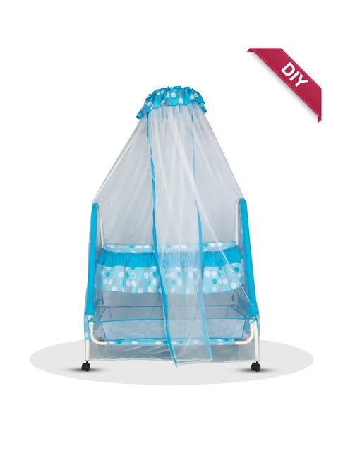 Kiddery Blue Baby Cradle with Mosquito Protection Net (Age 0-8 Months)-Kiddery-HomeFurnishing-TATA CLIQ