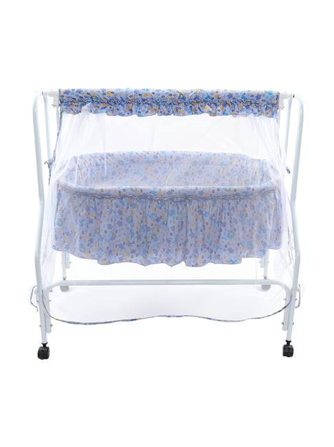 Kiddery Blue Baby Cradle with Mosquito Protection Net (Age 0-8 Months)-Kiddery-HomeFurnishing-TATA CLIQ