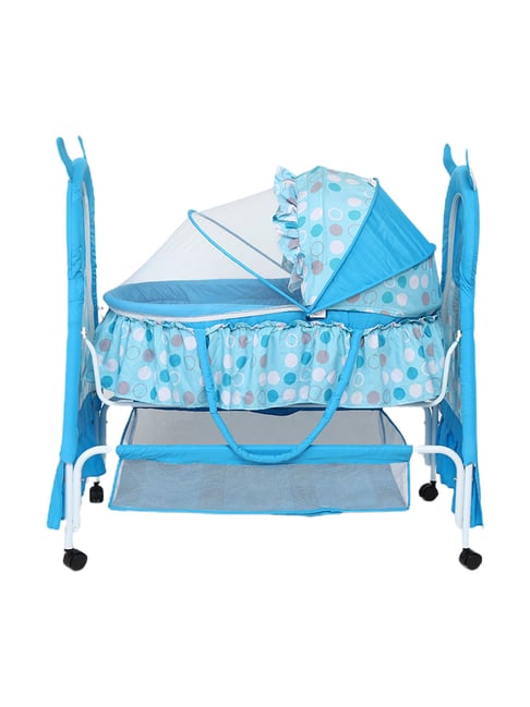 Kiddery Blue Baby Bassinet with Mosquito Protection Net (Age 0-8 Months)-Kiddery-HomeFurnishing-TATA CLIQ