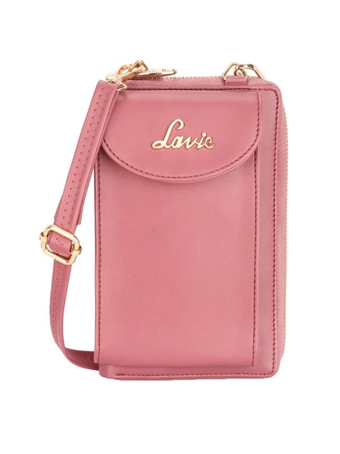 Lavie Pink Solid Zip Around Wallet for Women