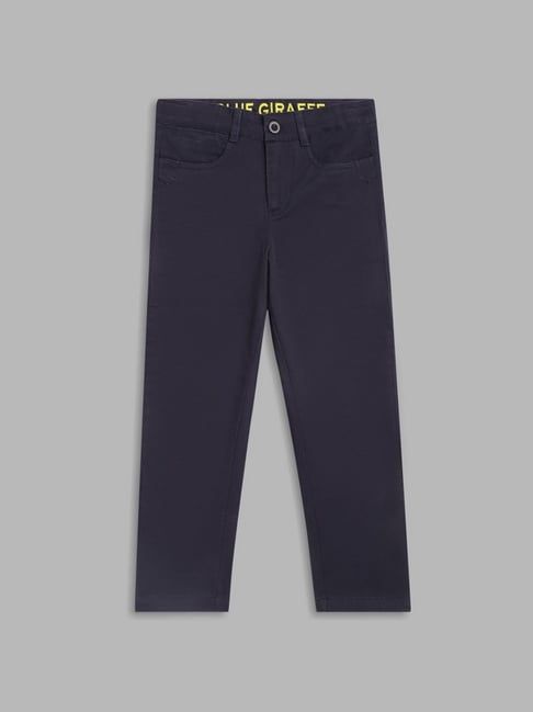 Buy LIFE Blue Solid Cotton Regular Fit Boys Trousers | Shoppers Stop