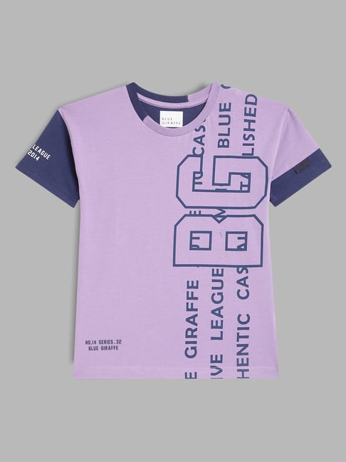 Buy Blue Giraffe Kids Purple Graphic Print T-Shirt for Boys