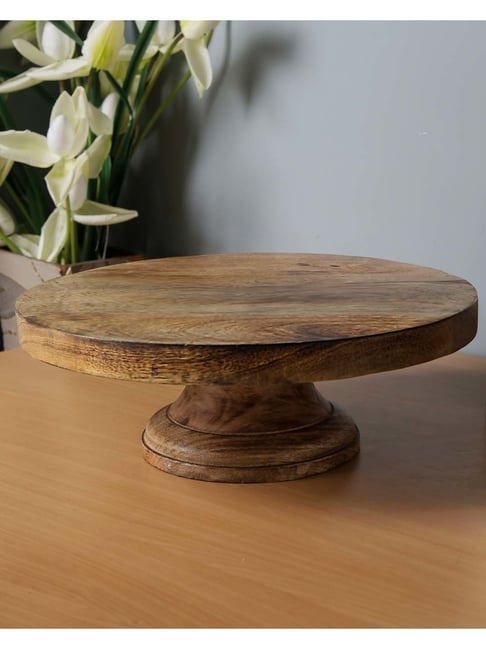 Homesake Brown Wooden 30 cm Cake Stand - Set of 1