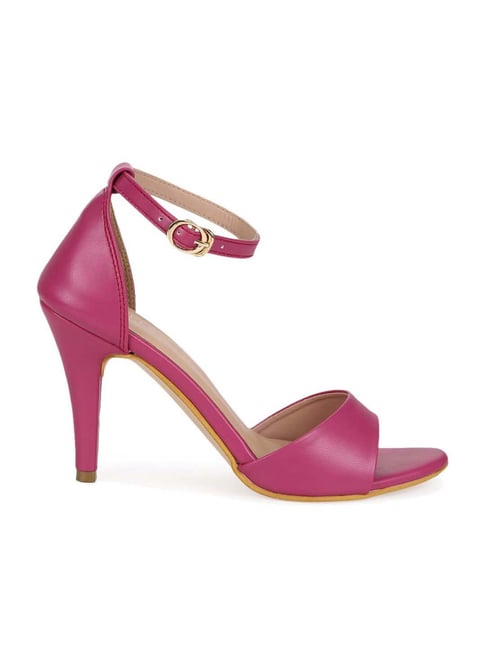 Truffle Collection Women's Fuchsia Pink Ankle Strap Stilettos