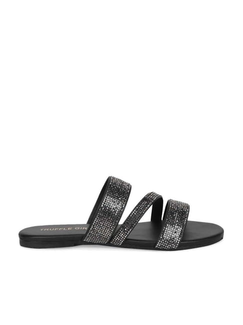 Truffle Girl by Truffle Collection Women's Black Casual Sandals