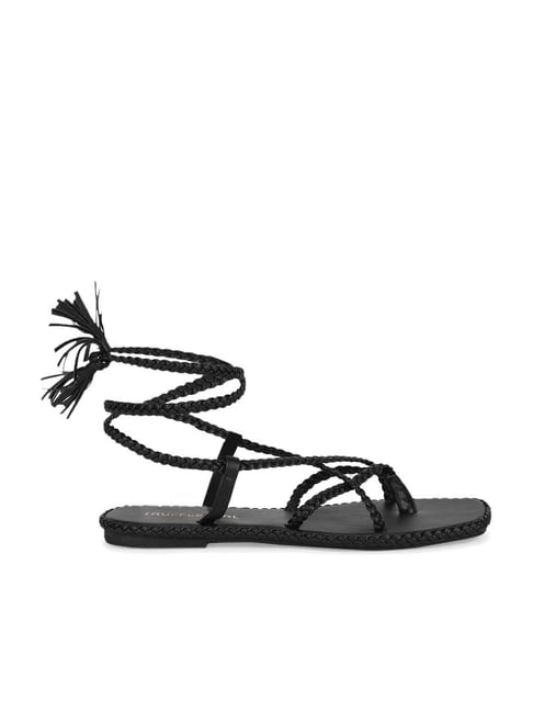 Truffle Girl by Truffle Collection Women's Black Ankle Strap Sandals