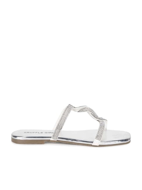 Truffle Girl by Truffle Collection Women's Silver Cross Strap Sandals