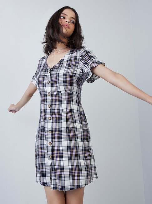 Nuon Women by Westside Multicolour Checkered Dress Price in India