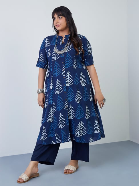 Diza Curves by Westside Indigo Pine Tree Print A-Line Kurta Price in India