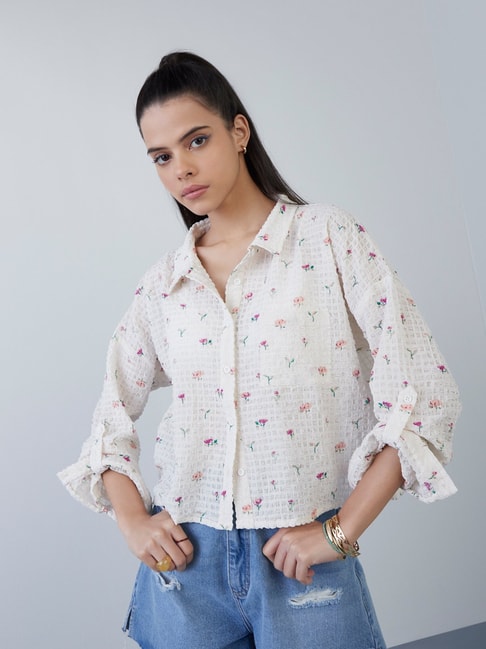 Nuon Women by Westside White Floral-Patterned Shirt Price in India