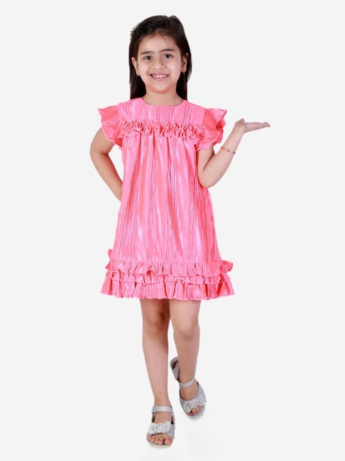 KidsDew Pink Textured Pattern Casual Dress-picture-12