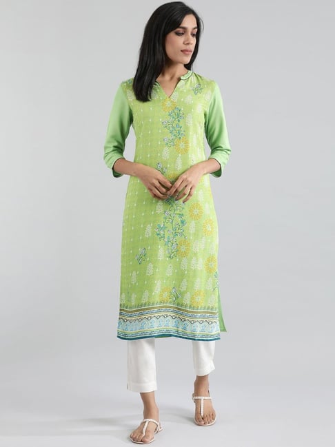 Aurelia Green Printed Straight Kurta Price in India