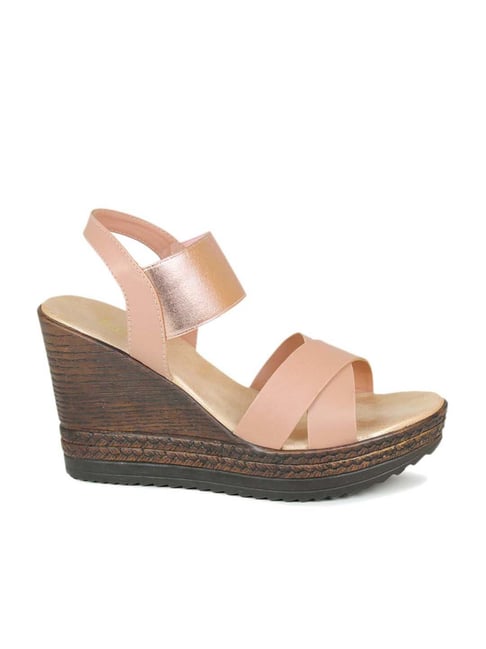 Inc 5 Inc.5 Women's Peach Ankle Strap Wedges