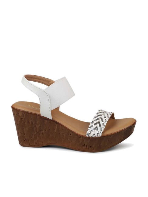 Inc 5 Inc.5 Women's White Ankle Strap Wedges