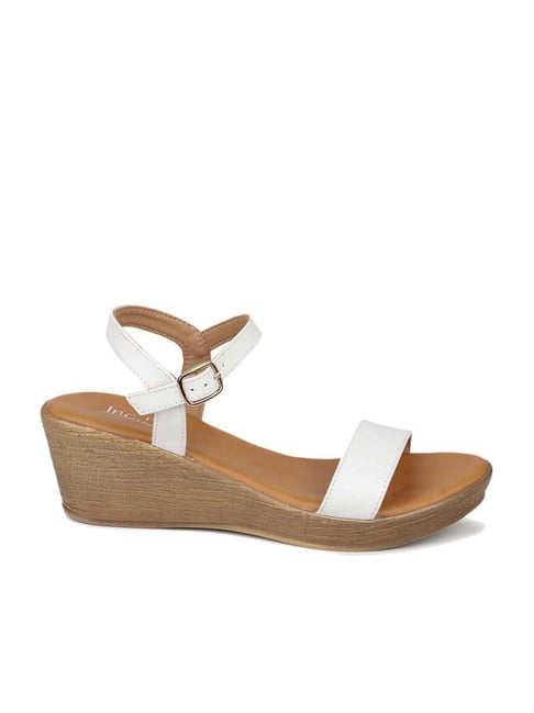 Inc 5 Inc.5 Women's White Ankle Strap Wedges