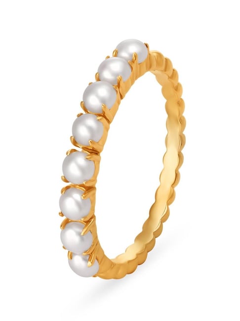 Jadau Ladies Ring | 22ct Gold | Floral Design | Ruby Emerald Pearl