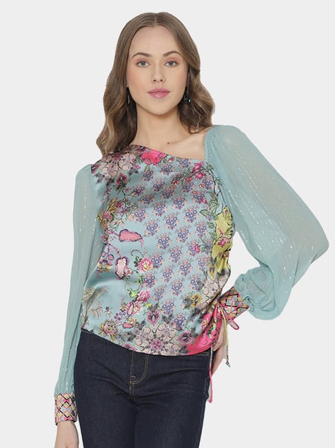 SHAYE Blue Printed Top Price in India