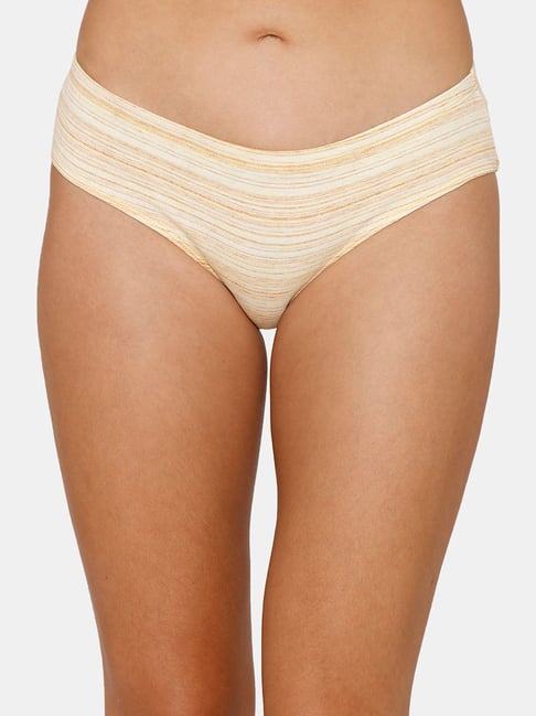 Zivame Light Yellow Striped Hipster Panty Price in India