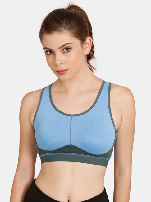 Buy Rosaline by Zivame Blue Non-wired Non-padded Sports Bra for