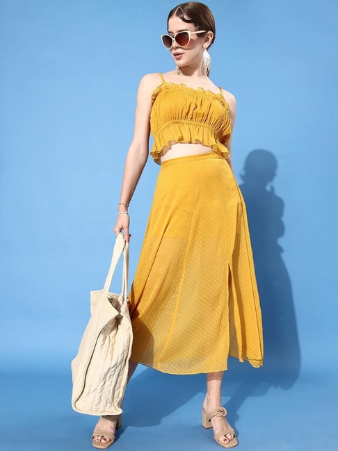 Anvi Be Yourself Yellow Self Print Co-ord Set-picture-19