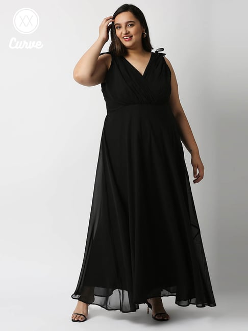 Black Sleeveless Dress - Surplice Maxi Dress - Chiffon Dress - Lulus