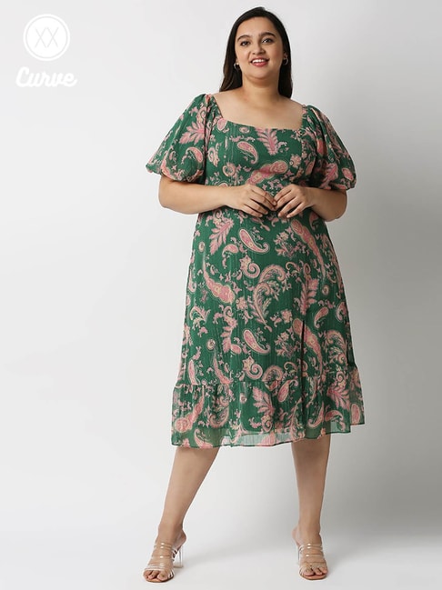 Buy Twenty Dresses Green Printed Peplum Dress for Women's Online