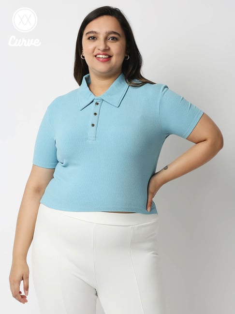 Buy Twenty Dresses Blue Slim Fit Polo T-Shirt for Women's Online