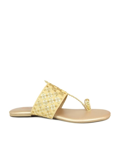 Inc.5 Women's Golden Toe Ring Sandals Price in India