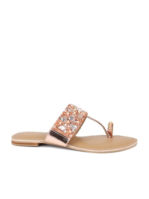 Inc.5 Women's Rose Gold Toe Ring Sandals Price in India