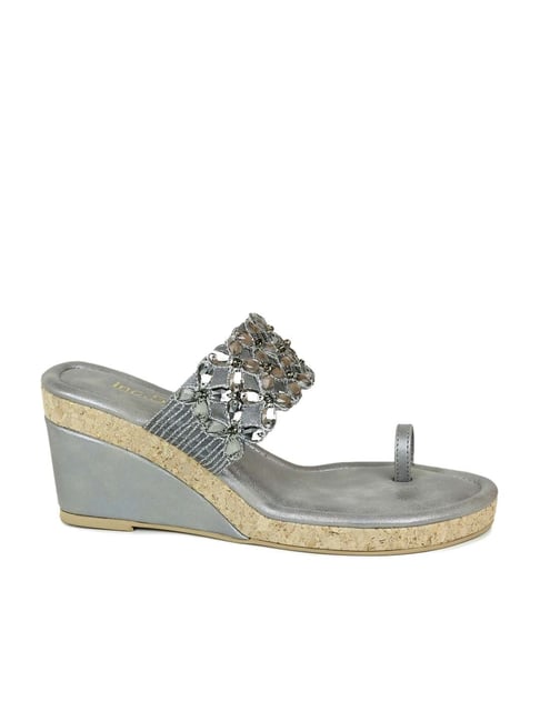 Inc.5 Women's Grey Toe Ring Wedges Price in India