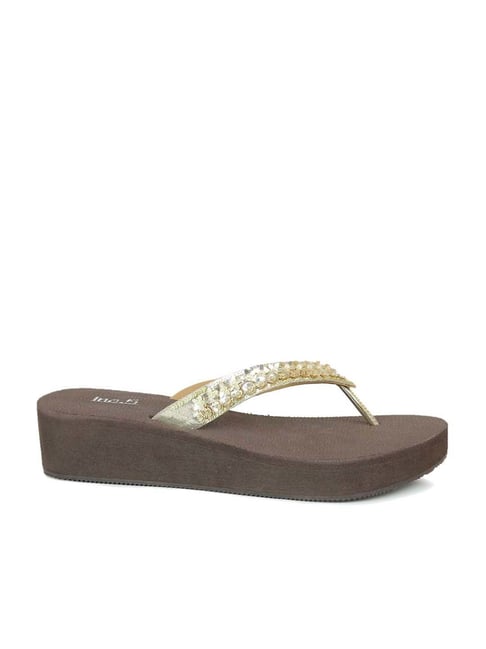 Inc.5 Women's Golden Thong Wedges Price in India